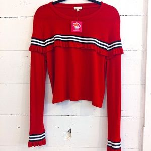 Romantic Red Ruffle Sweater